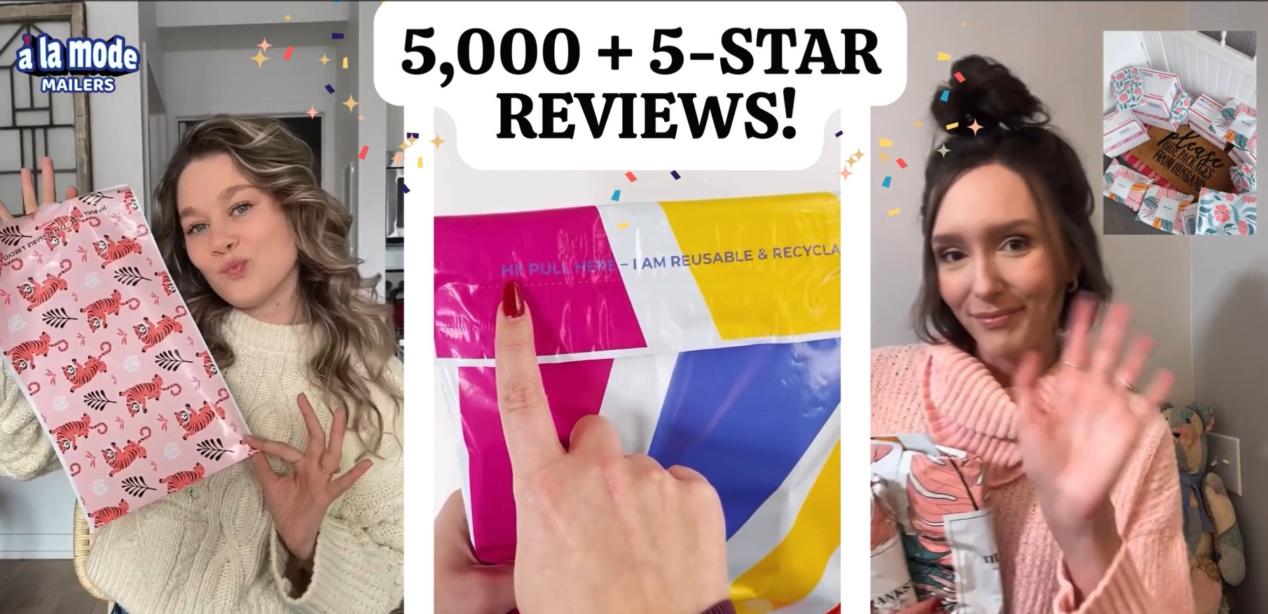 thumbnail video image 2 of a la mode Mailers Thank You Under The Sea Whale Animal Print Reusable 10x13 Poly Mailers 100 Pack, 2 of 9