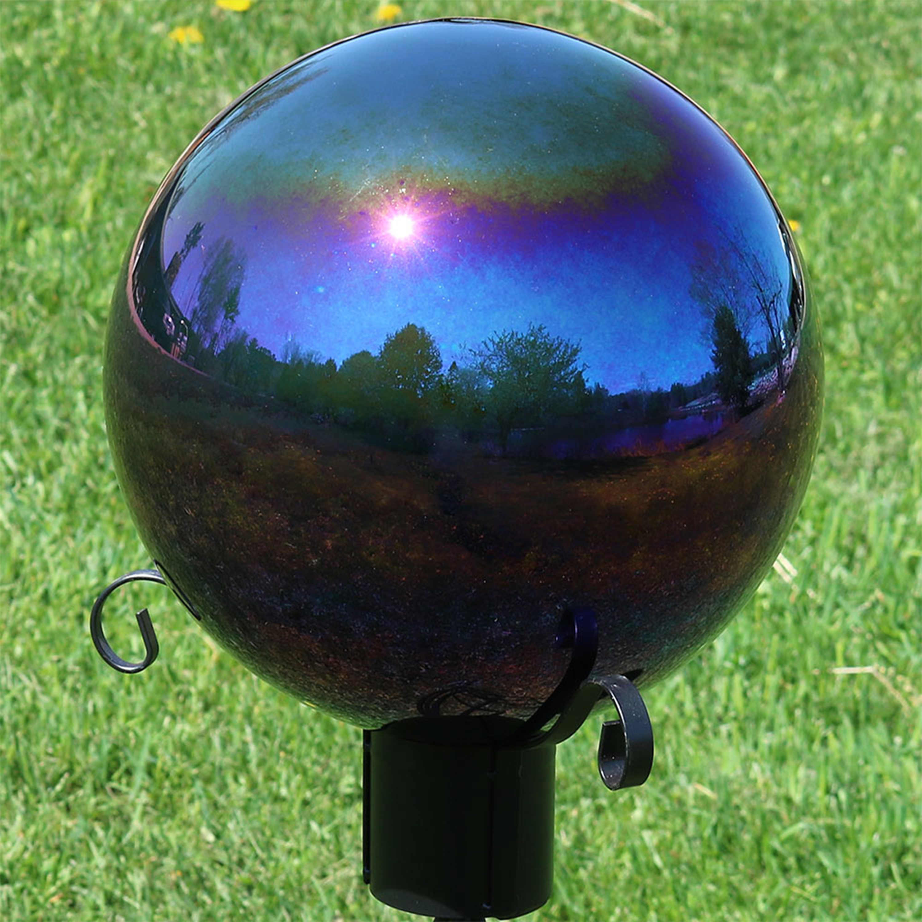 thumbnail video image 2 of Sunnydaze Mirrored 10" Red Stainless Steel Outdoor Gazing Globe, 2 of 6