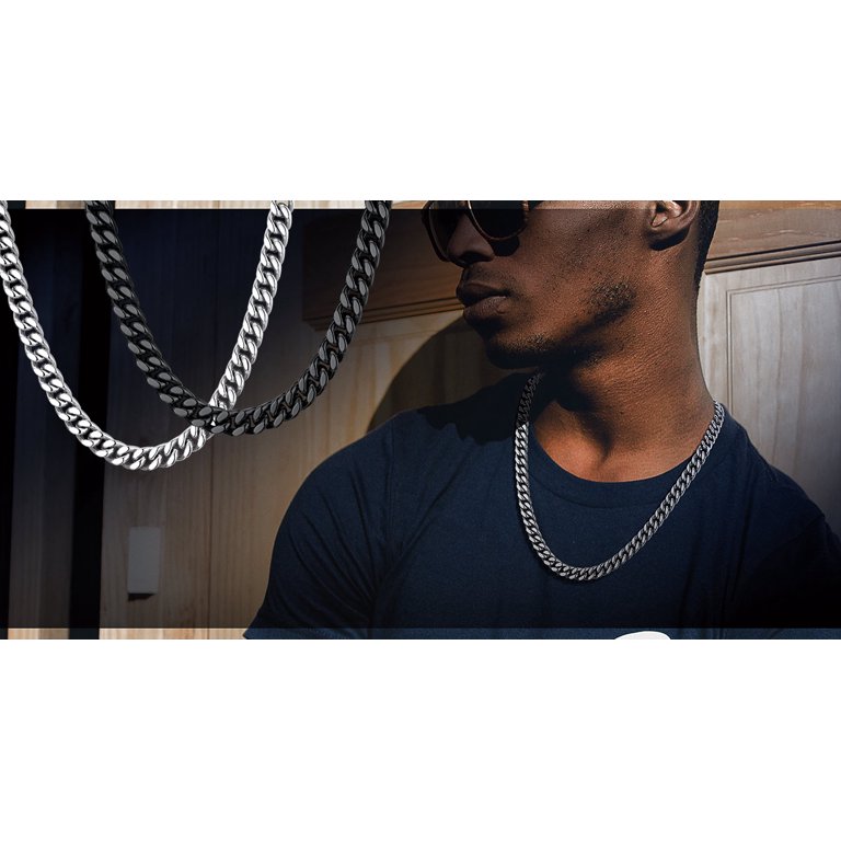 ChainsProMax Men Curb Chain Necklace 30inch Stainless Steel Chain
