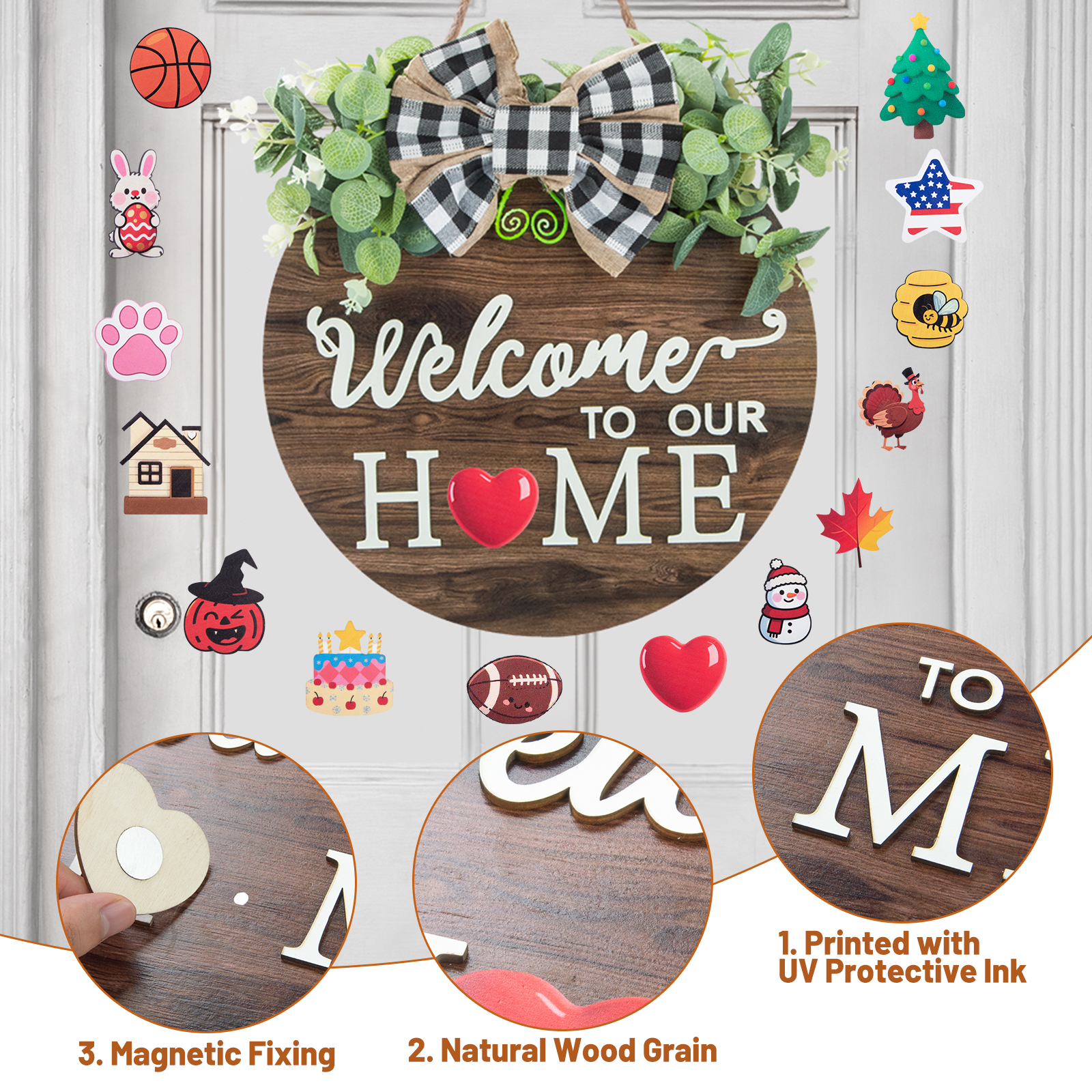 thumbnail video image 2 of DAZUINIAO  Welcome Sign Front Door Patriotic Decor House Warming Gifts for New Home Unique Home Holiday Decor, 2 of 9