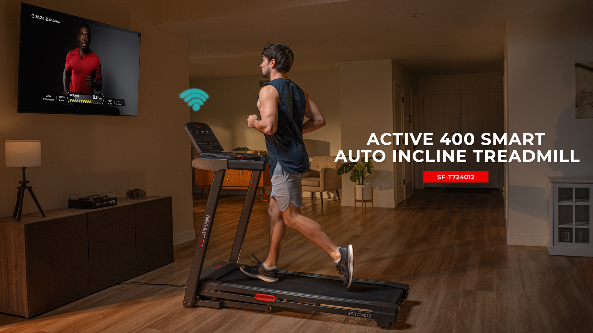 thumbnail video image 2 of Sunny Health & Fitness Active 400 Smart Auto Incline Treadmill, 2 of 9