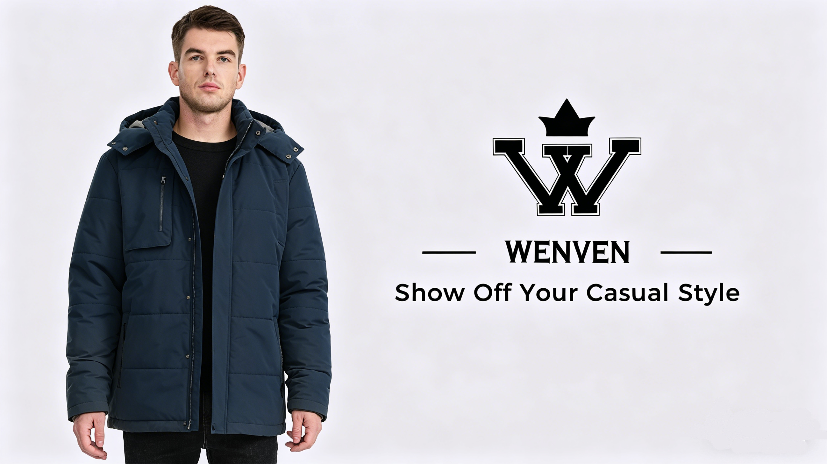 thumbnail video image 2 of WenVen Men's Winter Coat Hooded Puffer Jacket Waterproof Insulated Jacket Charcoal XL, 2 of 12