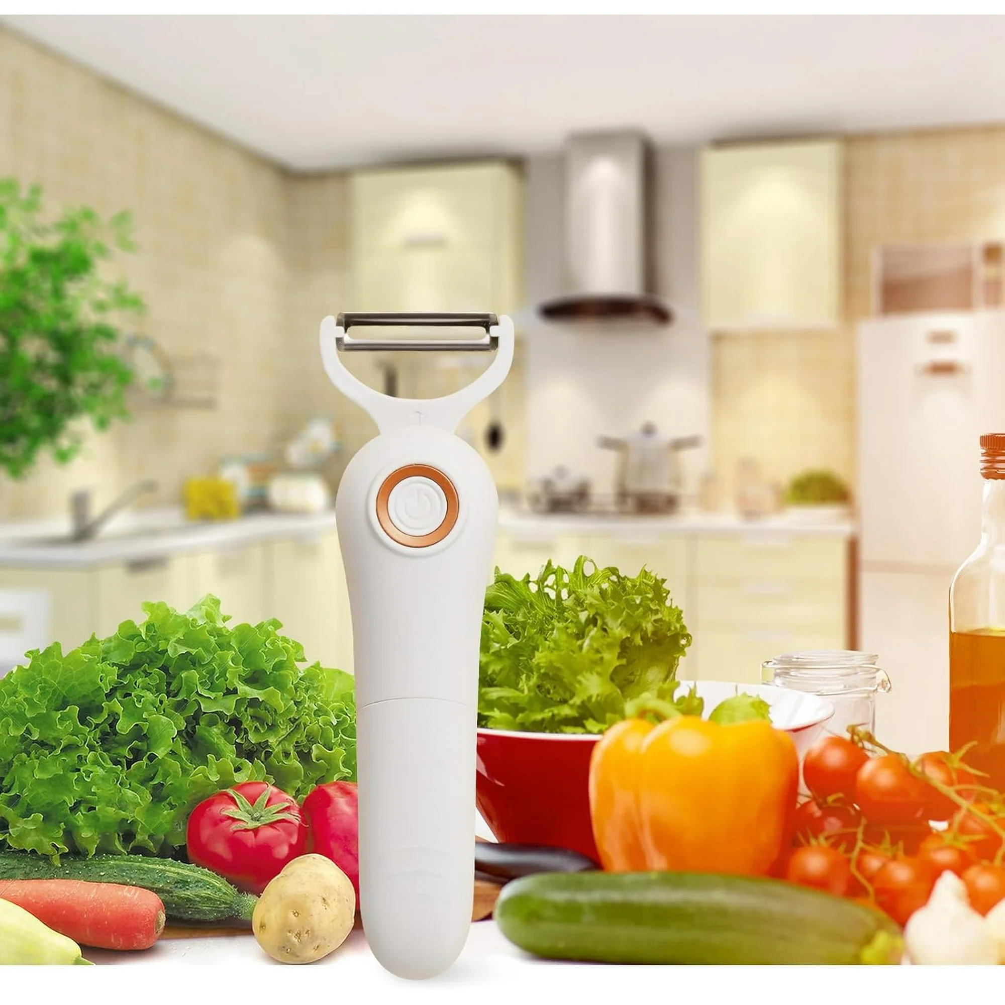 thumbnail video image 2 of Milex 5 In 1 Blade Electric Peeler, Handheld Electric Vegetable Peeler, Cordless 3 Blade Electrics Peeler, For Potato, Carrots, Fruits, 2 of 8
