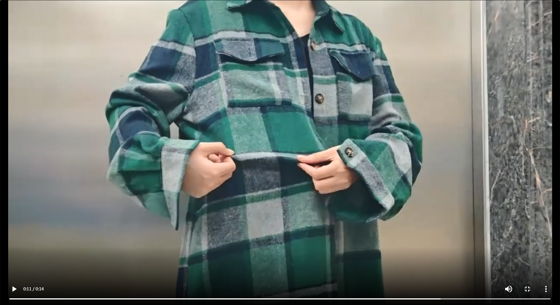 thumbnail video image 2 of Long Flannel Jackets Women - Button Up Plaid Shirt Casual Travel Long Sleeve Plaid Jackets with Shirt Collar Pockets, 2 of 4