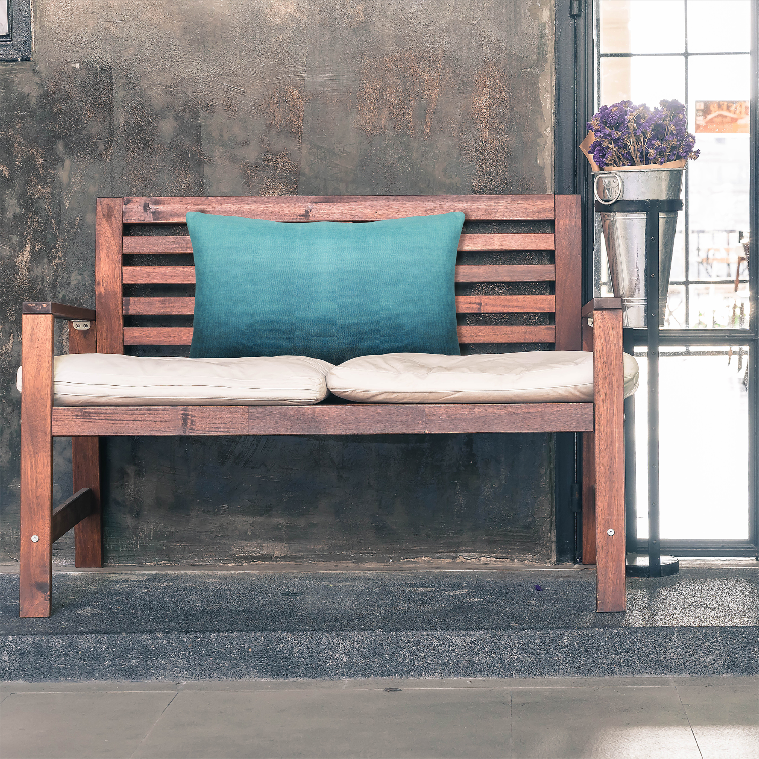 thumbnail video image 2 of Fab Habitat Indoor/Outdoor Lumbar Pillow Made from Recycled Polyester Yarn - Double Sided, Stain Resistant, Machine Washable - Ombre - Patio, Deck, Porch, Living Room - Big Sur Teal (14" x 24"), 2 of 8