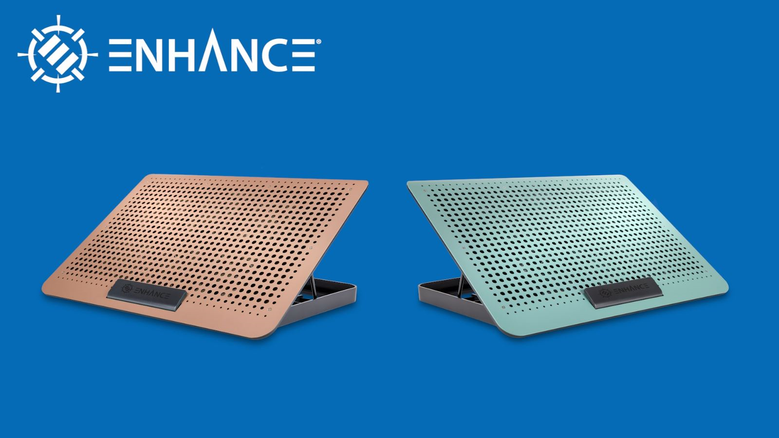 thumbnail video image 2 of ENHANCE 6-Fan Aluminum Laptop Cooling Pad, Adjustable Cooler Stand with USB Pass-Through Port (Sage), 2 of 10