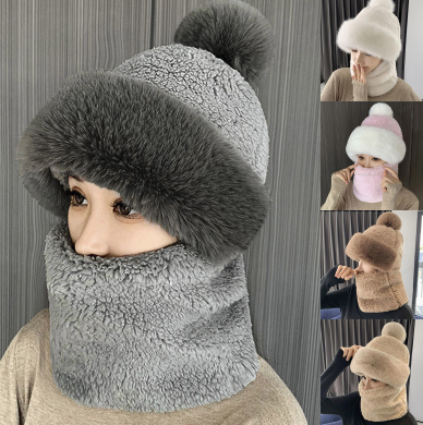 thumbnail video image 2 of GPOECD Women Winter Hat with Scarf Set Windproof Knitted Ear Cold Weather White,One Size, 2 of 5