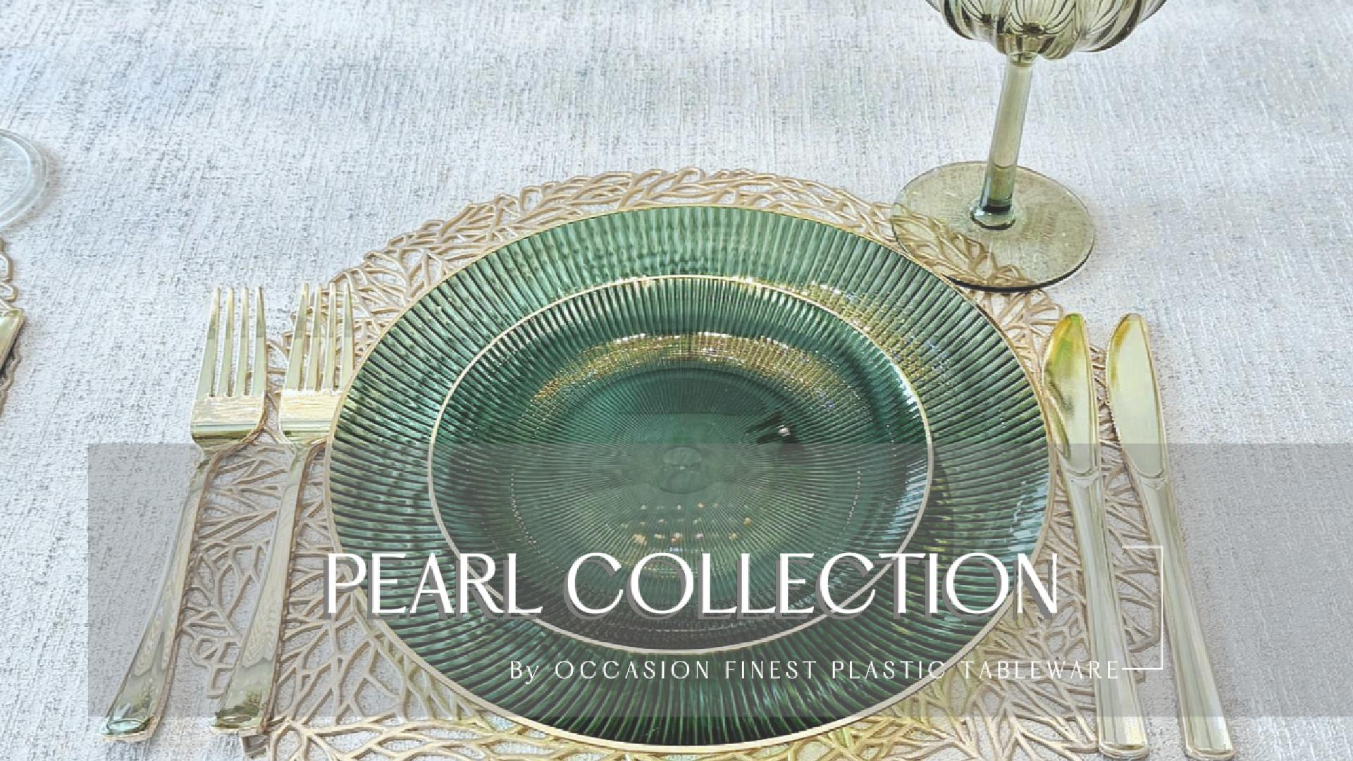 thumbnail video image 2 of " OCCASIONS " 120 Plates Pack,(60 Guests) Premium Wedding Party Disposable Plastic Plates Set -60 x 10'' Dinner + 60 x 7'' Salad / Dessert (Pearl Green & Gold), 2 of 8