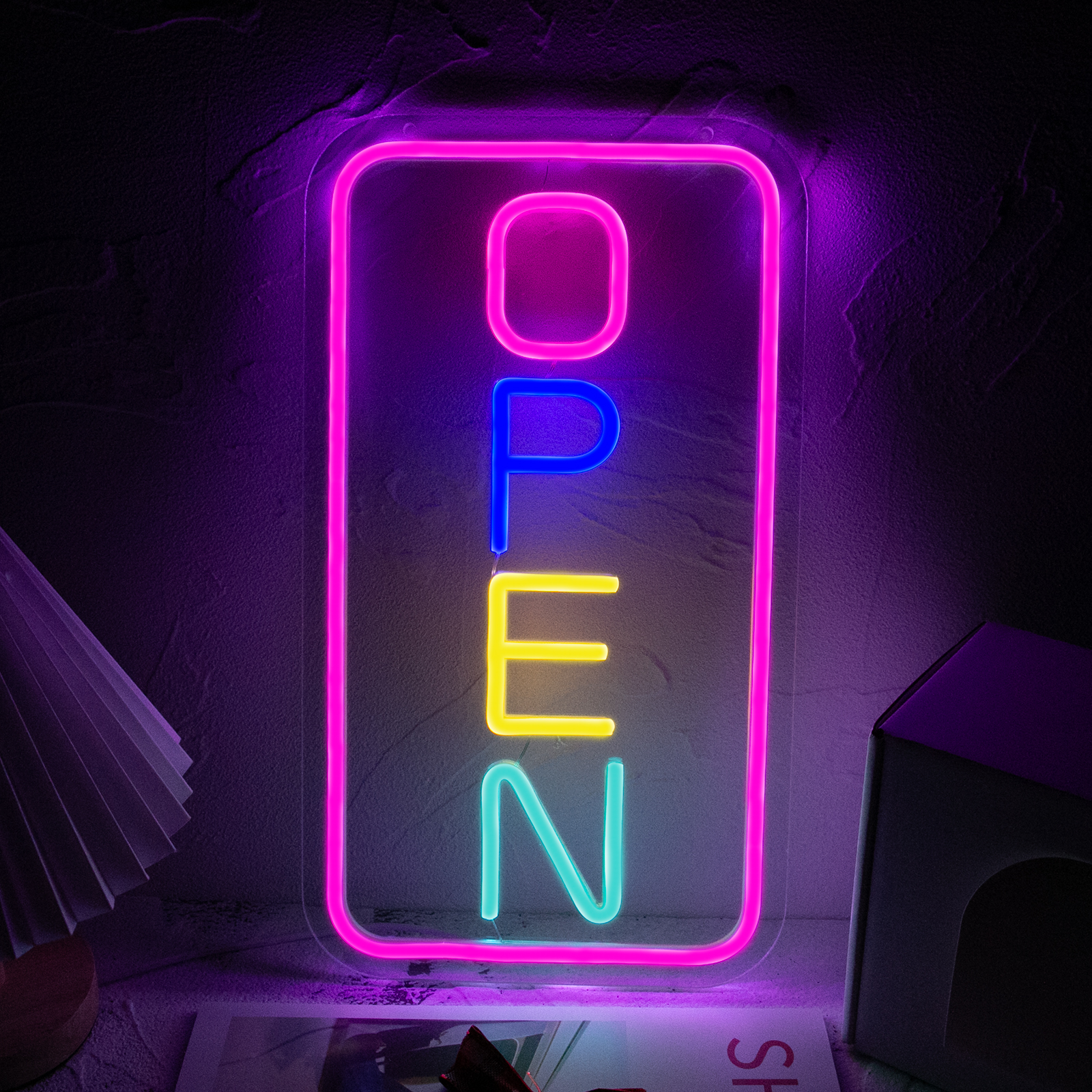 thumbnail video image 2 of Y YUNHSOM Colorful Open Neon Sign,USB Power LED Light sign 15.7*8.8 Inch Adjustable Brightness for Shops, Restaurants, Bar Hotel, 2 of 15