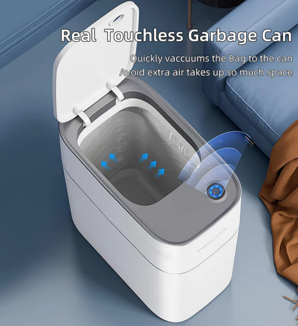 thumbnail video image 2 of Joybos Automatic Trash Can with Lid，3.8 Gallon Touchless Motion Sensor Bathroom Trash Bin,2-Pack, 2 of 7