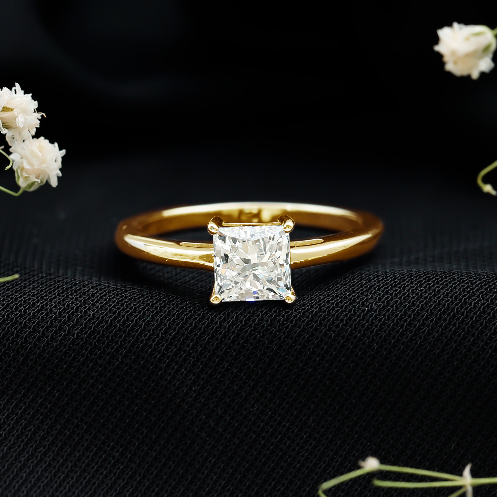 thumbnail video image 2 of Rosec Jewels Lab Created Diamond Solitaire Ring - 1 ct Diamond Ring Princess Cut (EF-VS Quality) - Ready to Gift, 18K White Gold, US 10.50, 2 of 8