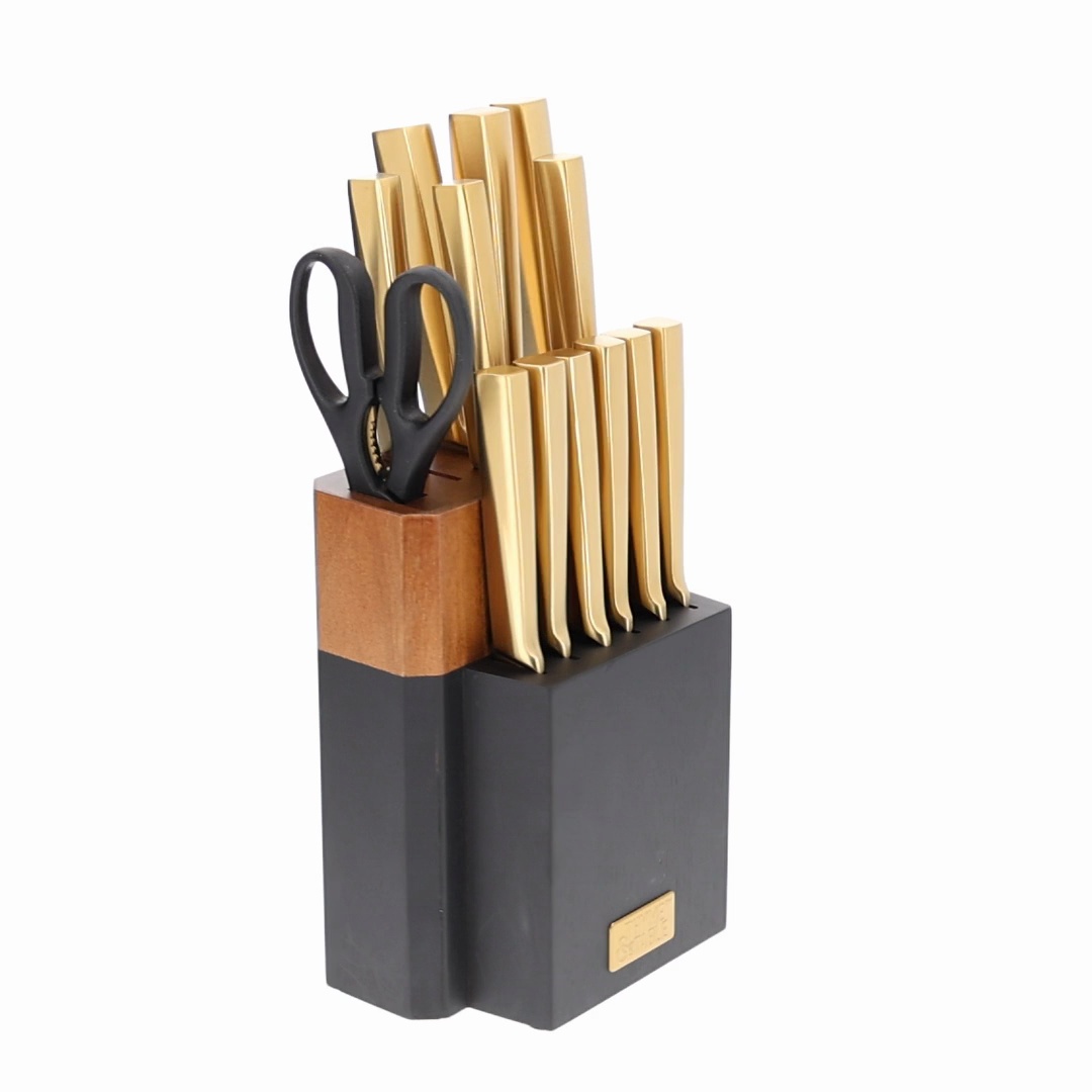 Thyme & Table 15-Piece Knife Block Set with Knife Sharpener