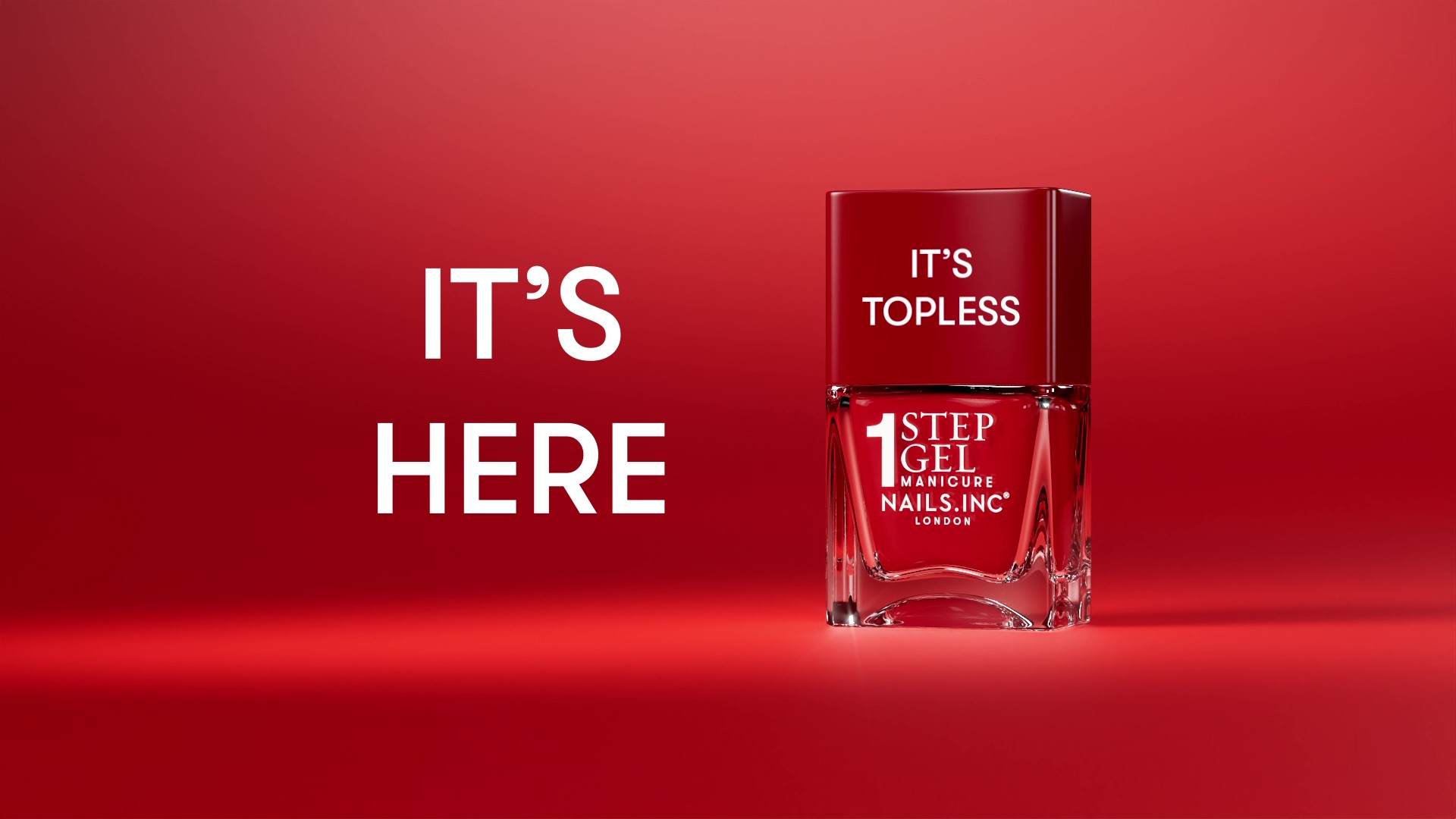 thumbnail video image 2 of Nails.INC, It's Topless Gel-Like Nail Polish, 4-in-1 Base Coat, Treatment, Color & Top Coat, Scarlett, Burgundy Shimmer, 0.47 oz, 2 of 11