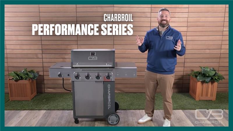 thumbnail video image 2 of Charbroil® Performance Series™ FlavorMax™ 5-Burner Cabinet Gas Grill with Side Burner, Stainless Steel, 2 of 8