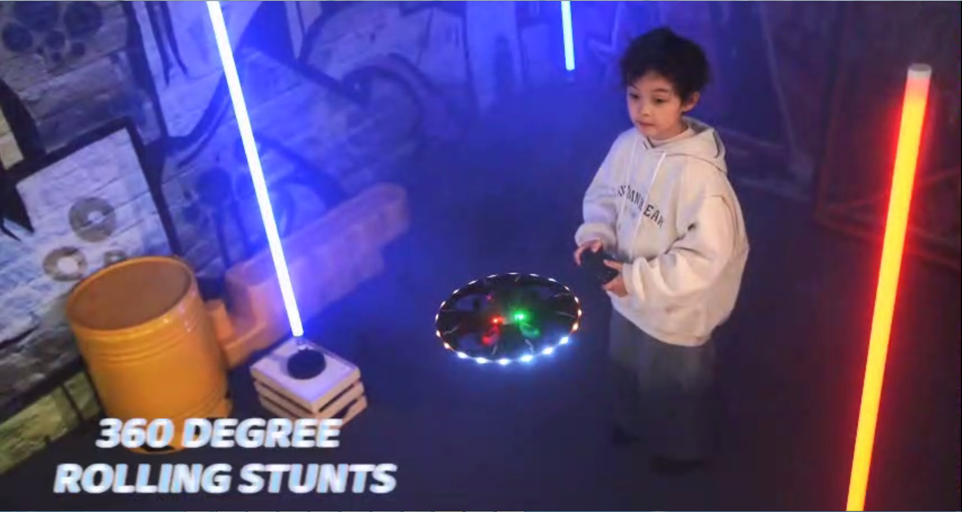 thumbnail video image 2 of Boys Gifts 15 Years Old New Drones with Camera for Adults Foam Drone with Cool Lights UFO Toys Altitude Hold Foldable Drone Quadcopter Route Fly Altitude Hold Headless, 2 of 10