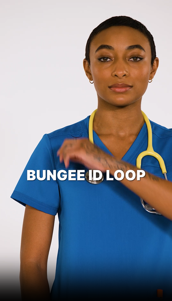 thumbnail video image 2 of Dickies Balance Scrubs Top For Women V-Neck With Rib Knit Panels DK870, 2 of 8