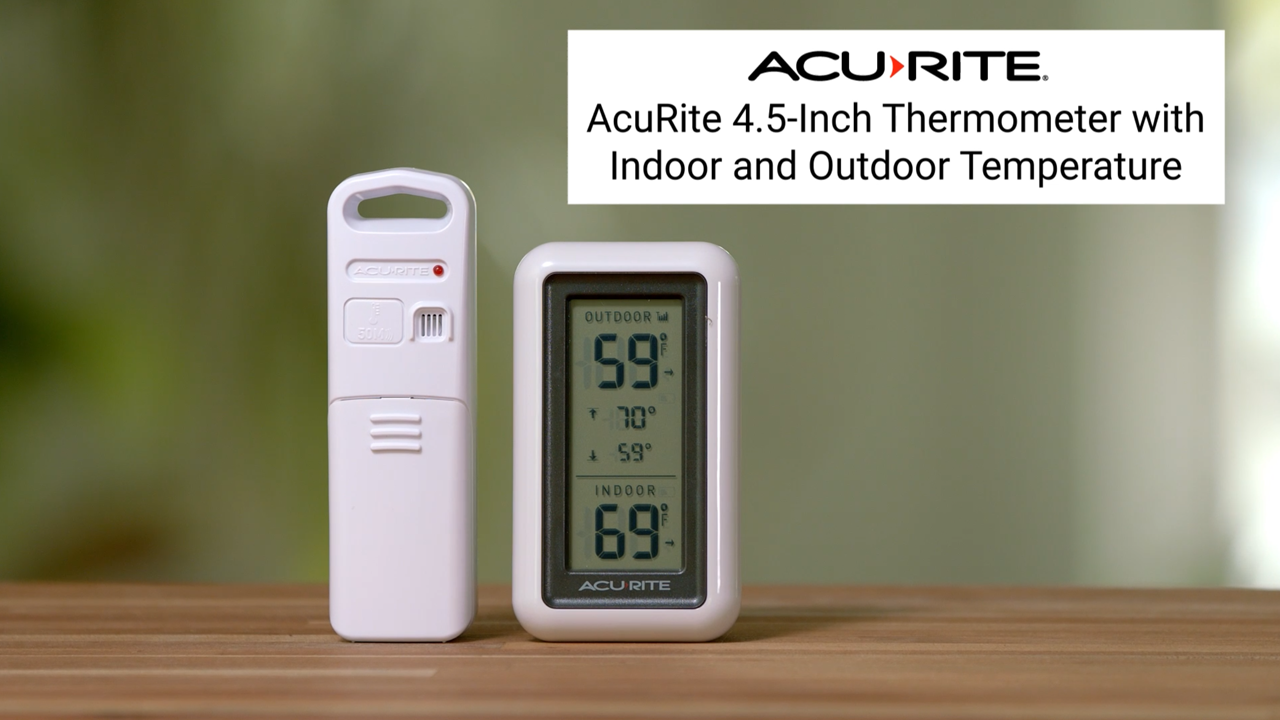 thumbnail video image 2 of AcuRite Indoor/Outdoor Digital Temperature Gauge with Wireless Thermometer Outside for Outdoor Temperature and Daily High/Low Records (00424CA), 2 of 9