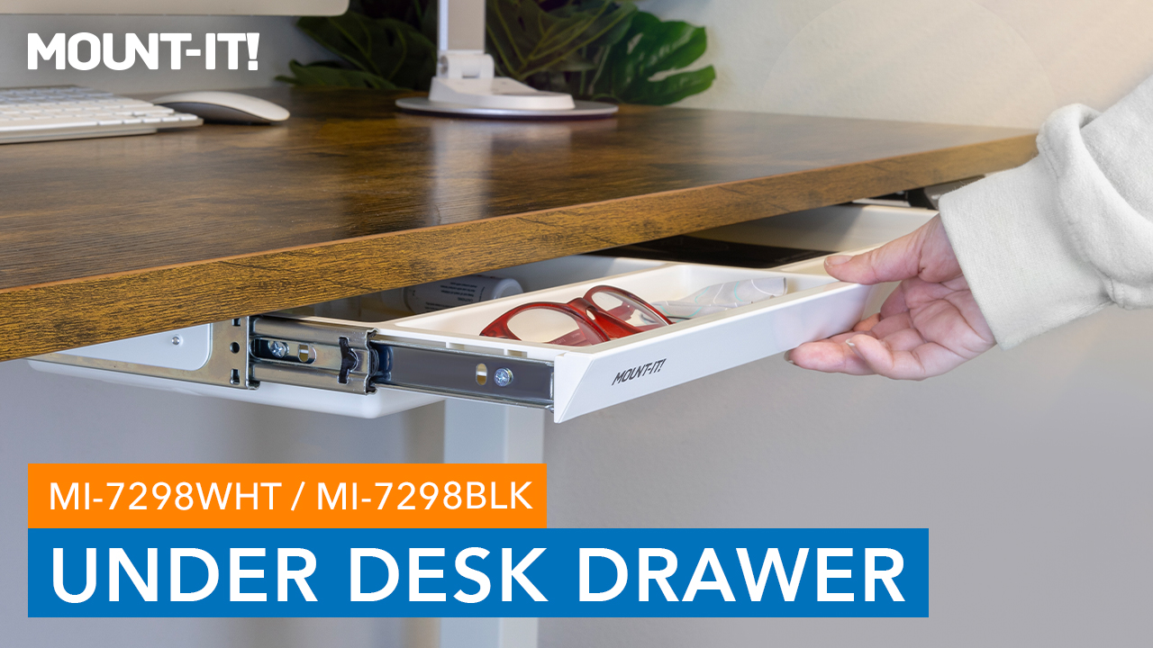 thumbnail video image 2 of Mount-It! Under Desk Drawer - Deep, White, 2 of 9