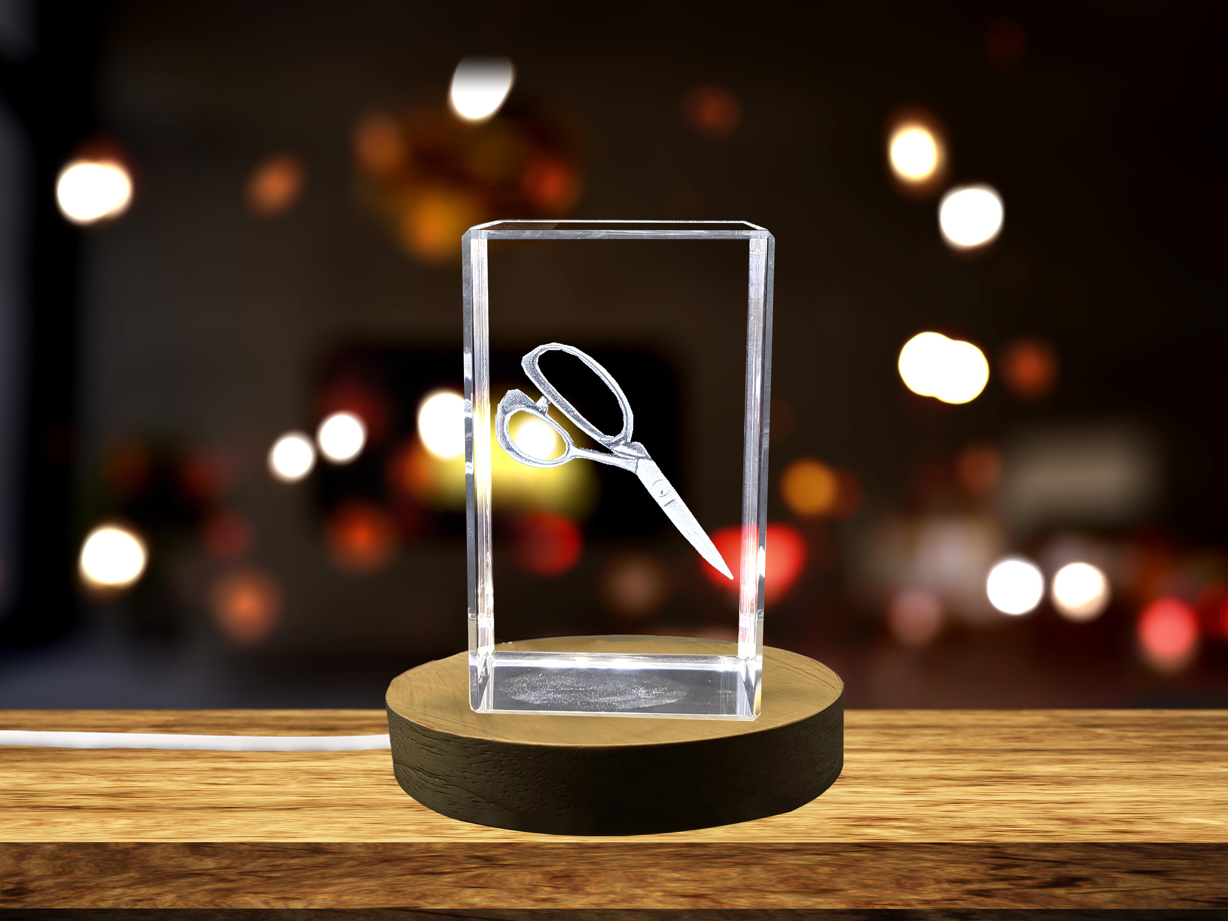 thumbnail video image 2 of Exquisite 3D Engraved Crystal of Iconic Fabric Shears for Sewing Enthusiasts, 2 of 7
