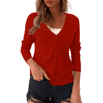 thumbnail video image 2 of Baqcunre Sweaters For Women Women'S V Neck Cardigan Sweater Plus Jacket Solid Color Knitted Sweater Womens Tops Cardigan For Women Red L, 2 of 5