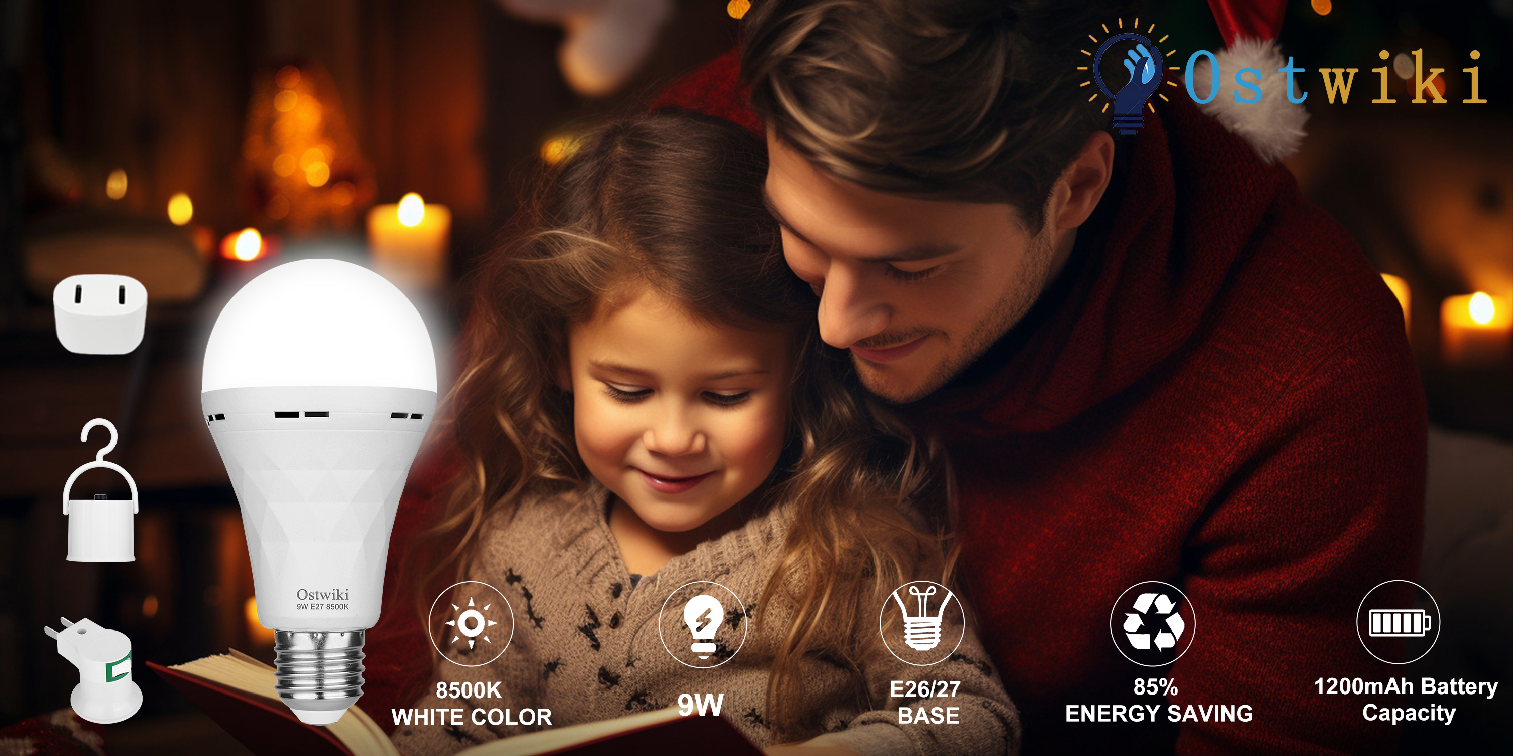 thumbnail video image 2 of Emergency Rechargeable Light Bulbs,6 Pack Battery Operated Backup Light Bulb for Power Outage Camping Outdoor Hurricane 9W E27 8500K 1200mAh White Equivalent Self-Charging LED Light Bulbs, 2 of 9
