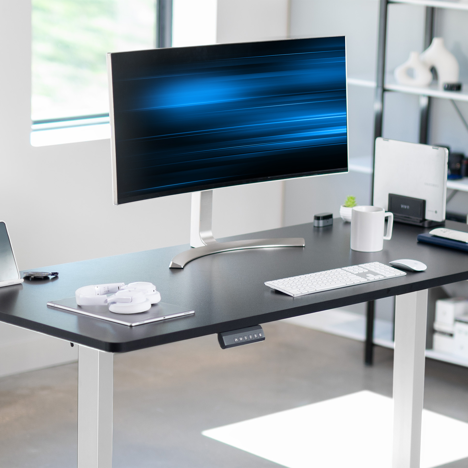 thumbnail video image 2 of VIVO Black 71 x 30 inch Universal Solid Top for Sit Stand Desk Frames, 2 of 9
