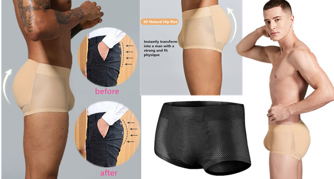 thumbnail video image 2 of Mens Underwear,Men Padded Underwear for Big Enhance Men Shapewear Short Briefs Seamless Body Shapewear Enhancer,Mens Underwear Boxer Briefs,Black,XL, 2 of 3