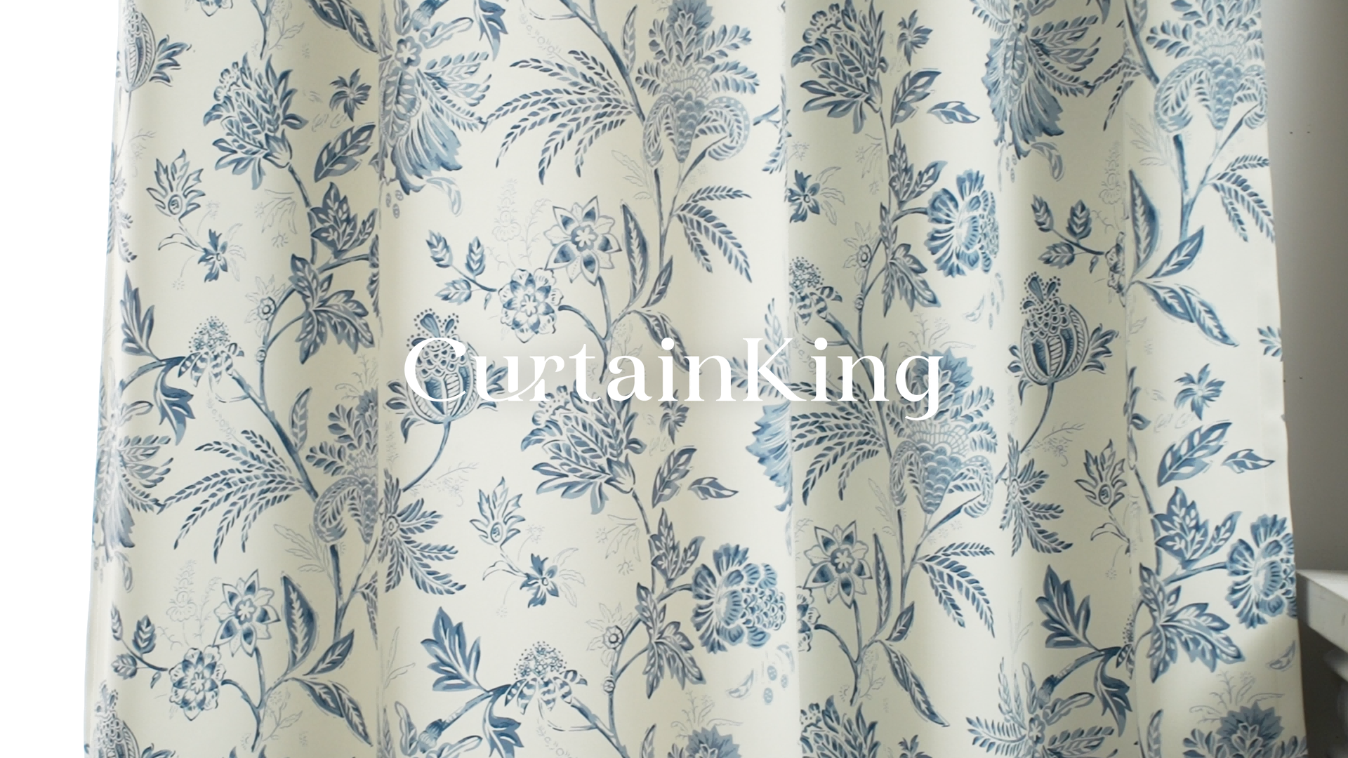 thumbnail video image 2 of Curtainking Luxury Look Farmhouse Blue Floral Print Home Rod Pocket Blackout Curtains, 63" (2 Panels), 2 of 13