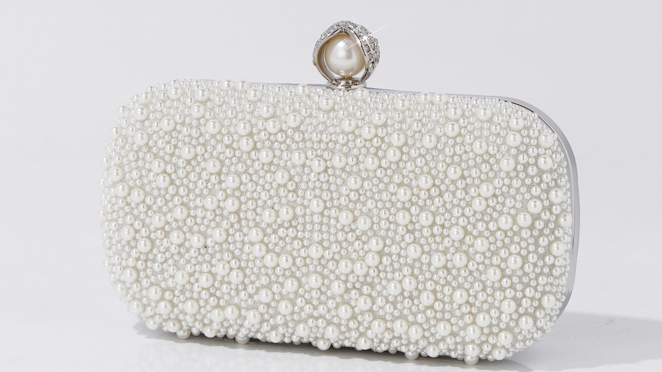 thumbnail video image 2 of Jaucin Women's Pearl Clutch Wedding Bridal Pearl Evening Bag Party Clutch Wallet with Detachable Chain Shoulder Strap, 2 of 16