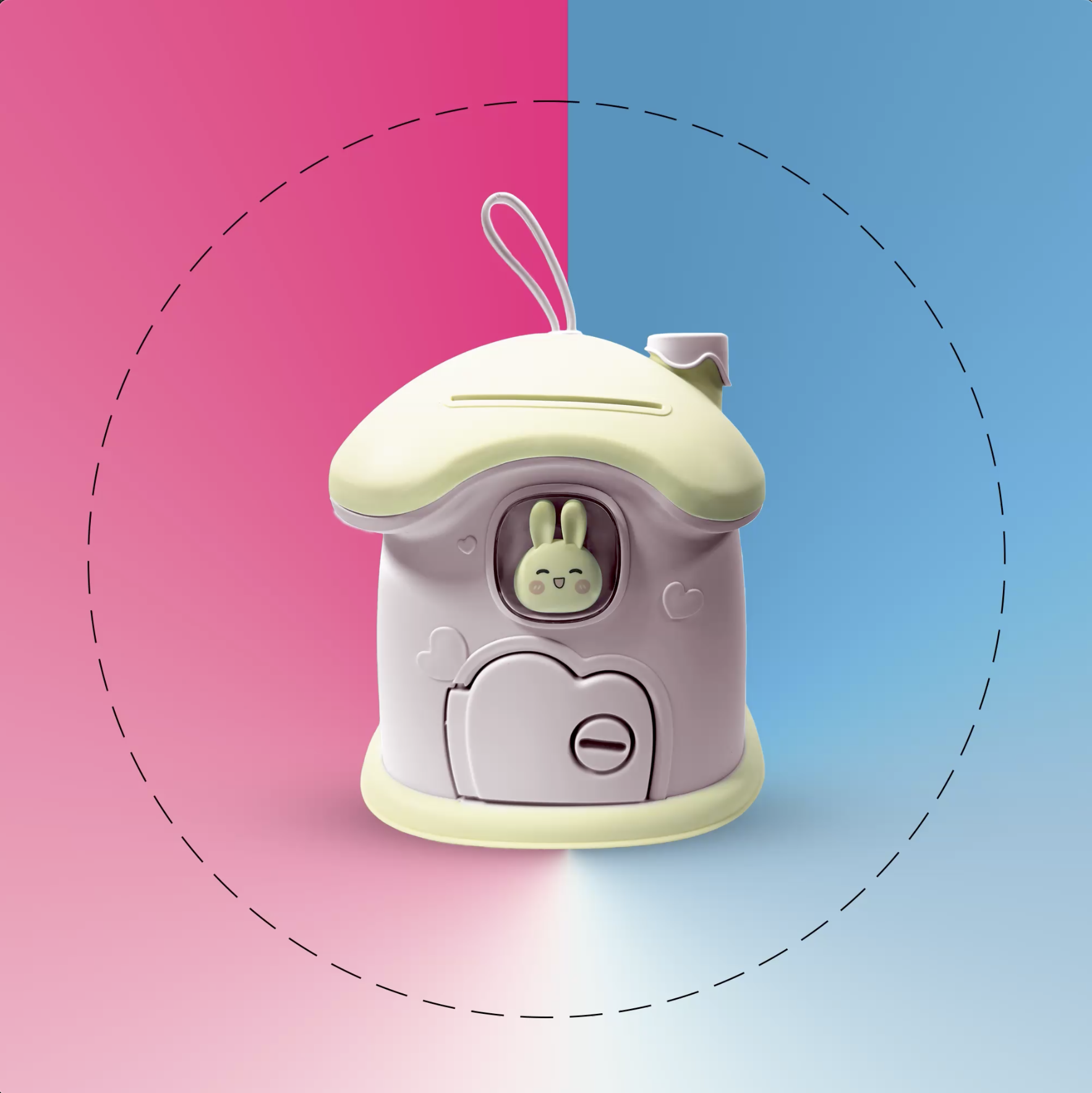 BunnyBank Bunny House Piggy Bank for Kids, Coin Bank with Key, Pink ...