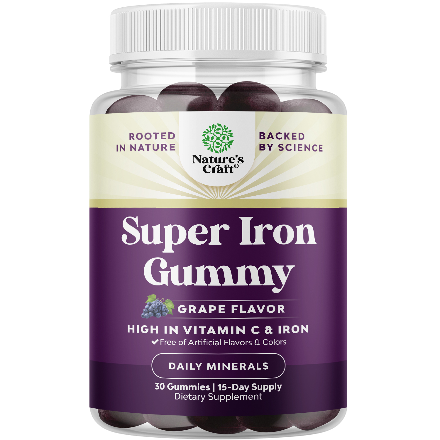 thumbnail video image 2 of Natures Craft Extra Strength 45mg Iron Gummies with Vitamin C & B Complex, Grape Flavor, 30 Count, 2 of 9