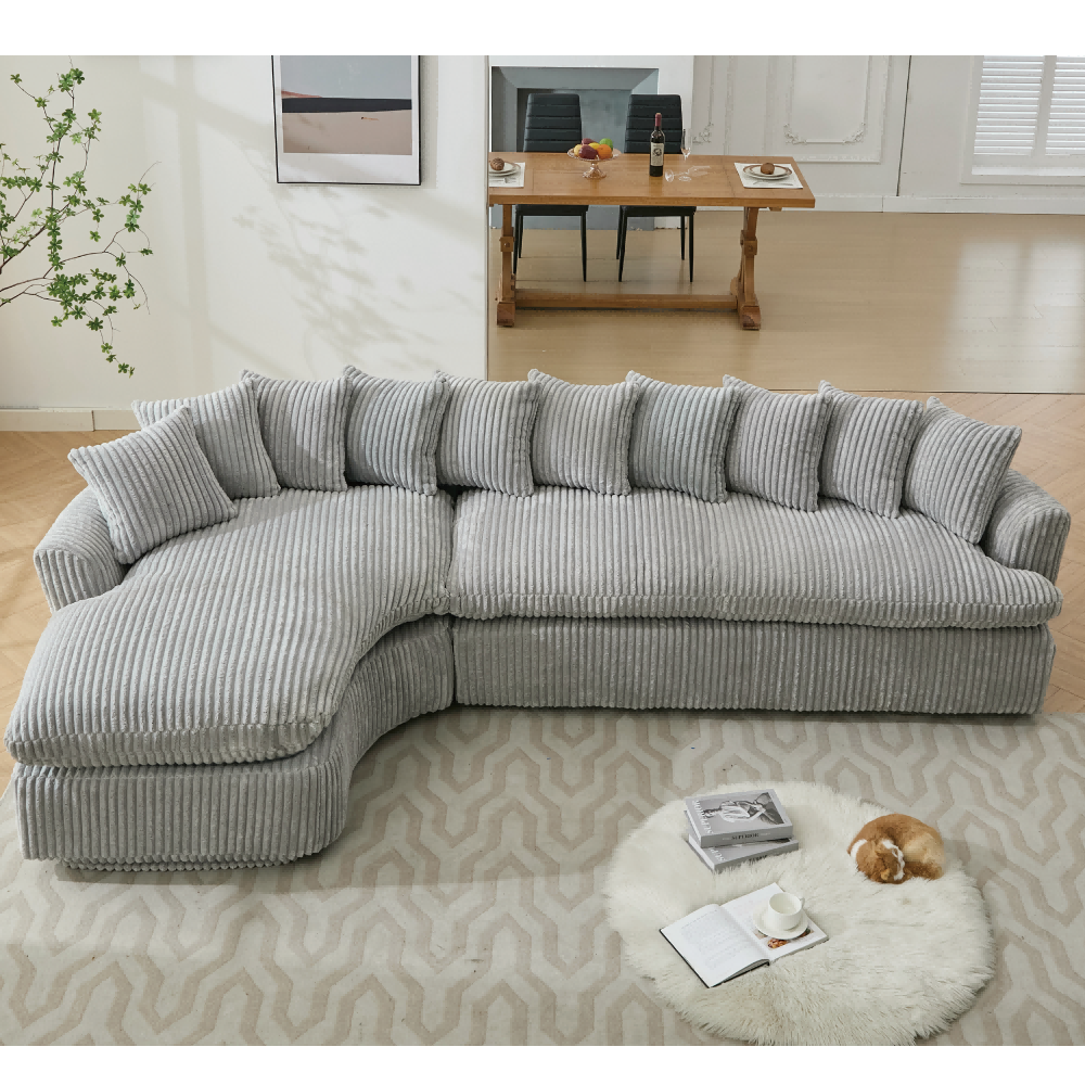 thumbnail video image 2 of JONPONY 127" Modular Sectional Sofa, Cloud Sectional Couch with L-Shape Chaise,Upholstered Couches for Living Room,Bedroom ,No Assembly Required,Light Gray, 2 of 15