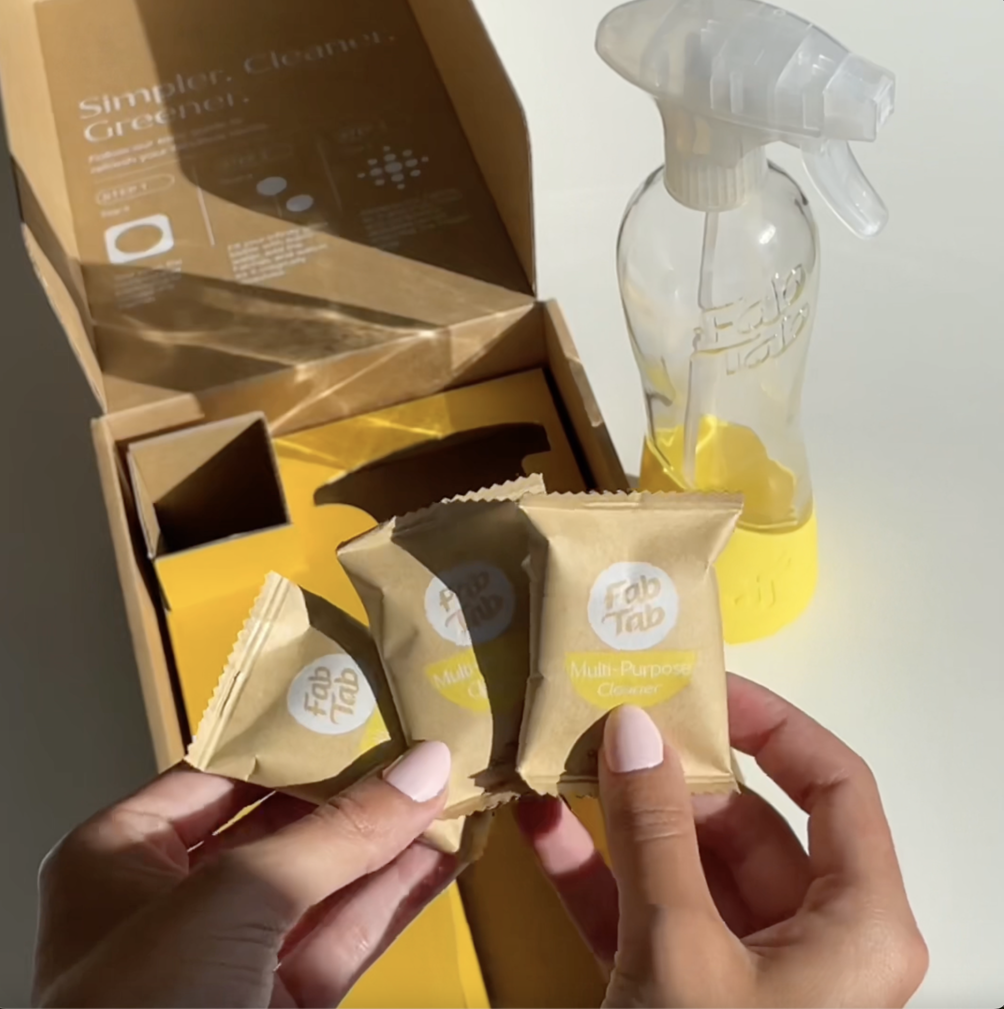 thumbnail video image 2 of FabTab Multi-Purpose Cleaner Tablets with Refillable Glass Bottle Spray, Chemical-Free, 3 Count, 2 of 10