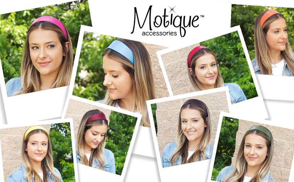 thumbnail video image 2 of Motique Accessories Navy 2 inch Wide Leather like Head Band Solid Hair Band for Women and Girls, 2 of 5