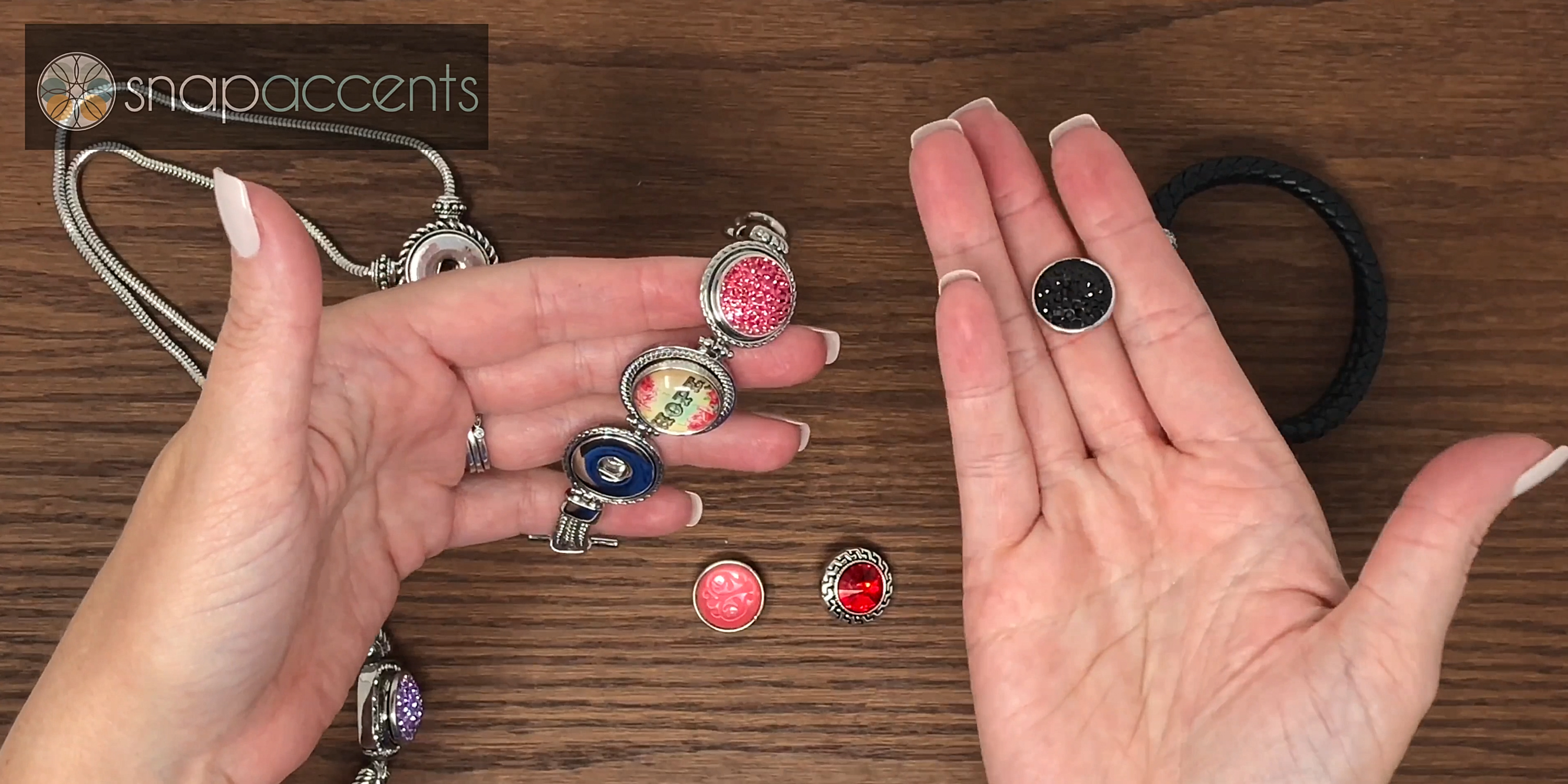 thumbnail video image 2 of Snap Jewelry 20in. Silver 3 Snap Necklace, Fits 18MM 20MM Ginger Charm Buttons, 2 of 10