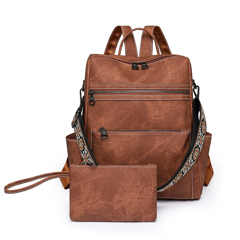 thumbnail video image 2 of PRIYAL PU Leather Laptop Backpack for Women Designer Travel Backpack with Laptop Compartment Ladies Computer Shoulder Bags, 2 of 5
