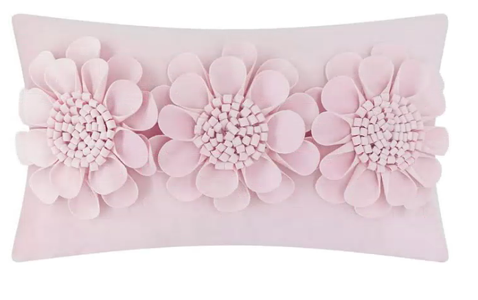 thumbnail video image 2 of JWH 3D Handmade Aesthetic Decorative Velvet Flower Accent Pillow Case for Room Decor Gift 12x20inch in Light Pink, 2 of 8