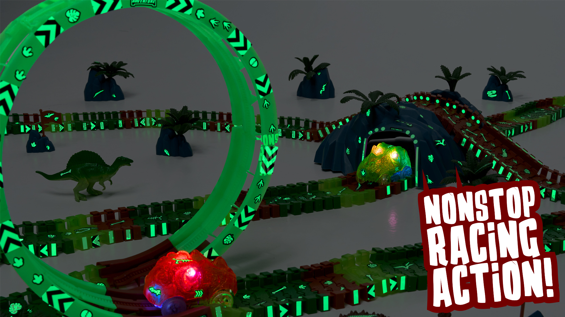 thumbnail video image 2 of JitteryGit Dinosaur Toys for Boys Race Car Track STEM Vehicle Playsets for Kids Toddler Ages 3 4 5 6 7 8 Year Olds, 2 of 11