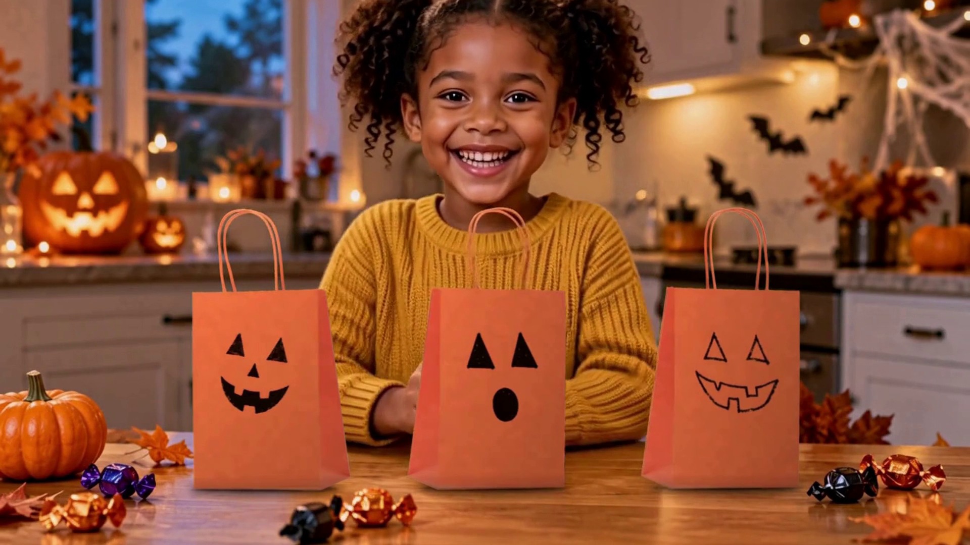 Kraft Raspberry Commercial Halloween Gift Bags with Handle, Orange Kraft Paper Bags, 24 pack Small ...
