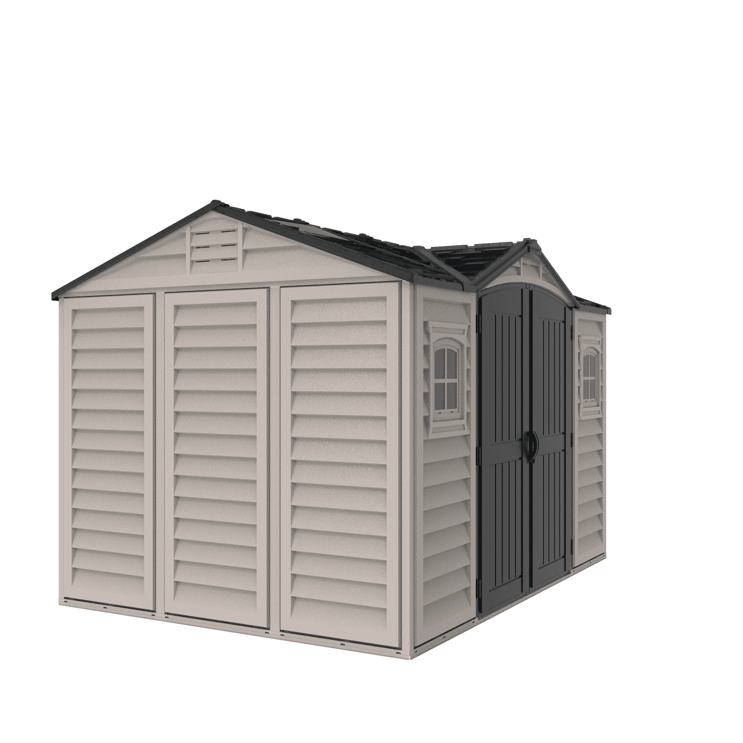 Duramax 15 x 8 Apex Pro Vinyl Shed with Foundation, 2 Windows and 2 Do