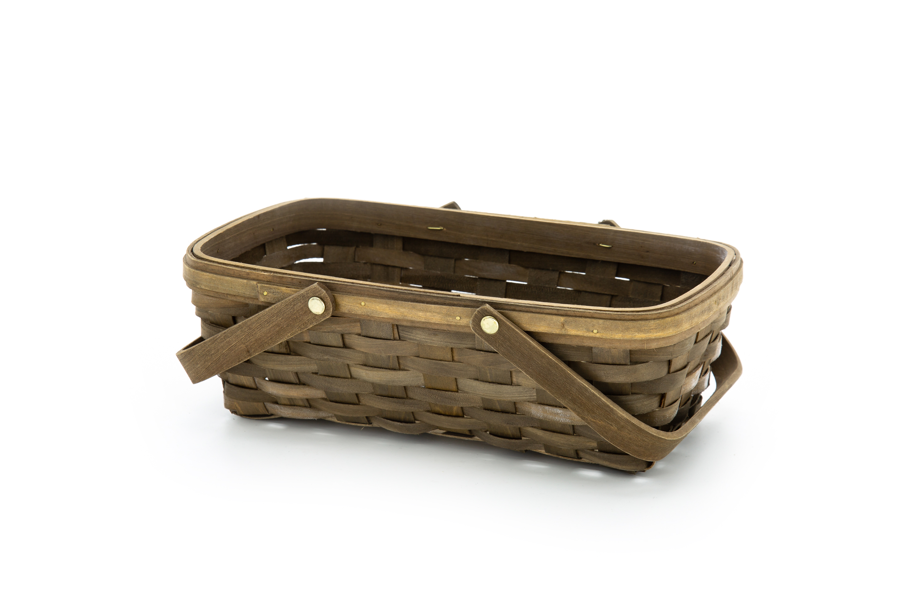 Mainstays Woodchip Storage Basket with Handles, Dark Brown, 6.5