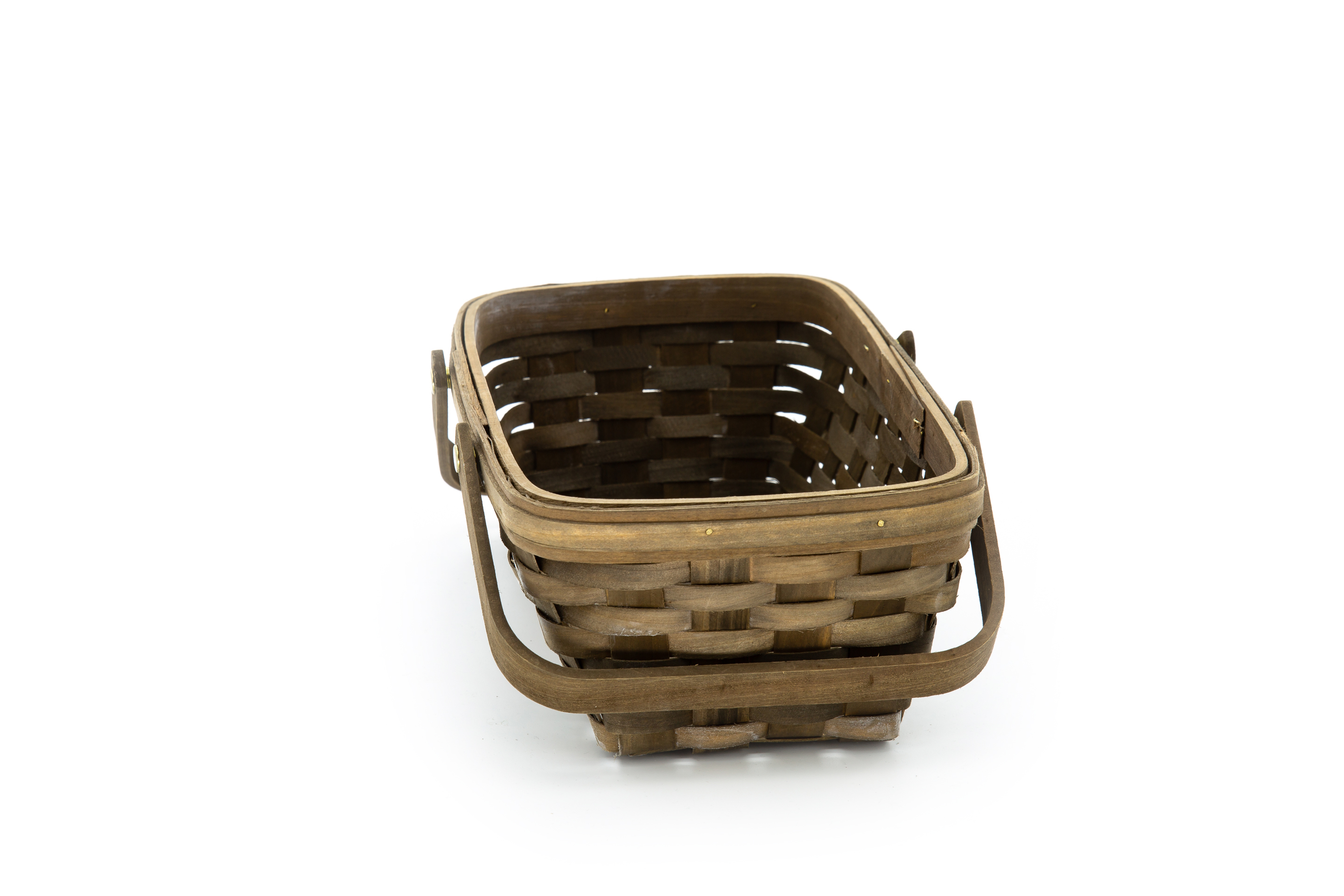 Mainstays Woodchip Storage Basket with Handles, Dark Brown, 6.5