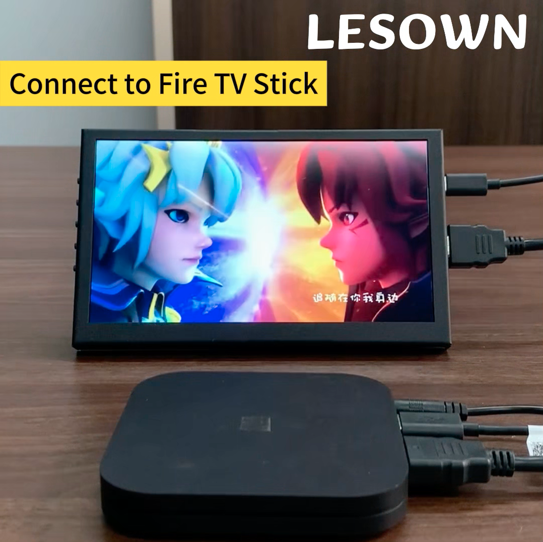 thumbnail video image 2 of LESOWN Small Secondary Monitor USB HDMI 7 inch 1024x600 IPS Portable Auxiliary Screen with Dual Speakers PC External Screen Display for Laptop Raspberry Pi Switch Black, 2 of 14