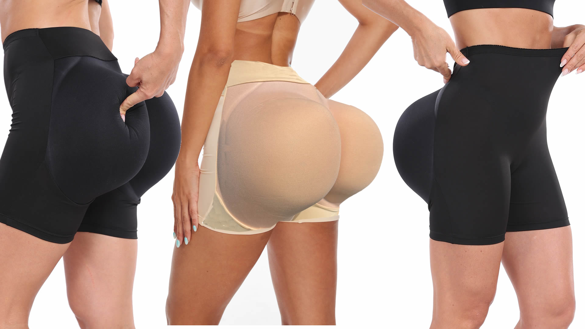 thumbnail video image 2 of BIMEI Women Seamless Butt Lifter Padded Panties Enhancer Boyshorts Underwear,Beige,2XL, 2 of 7