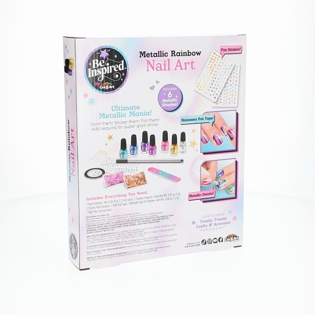 Be Inspired Metallic Rainbow Nail Polish Set, Metallic Nail Art
