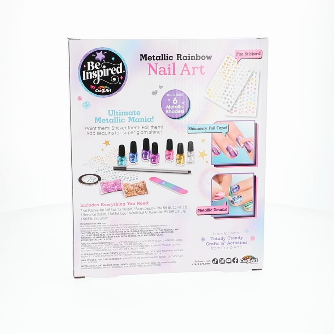 Be Inspired Metallic Rainbow Nail Polish Set, Metallic Nail Art