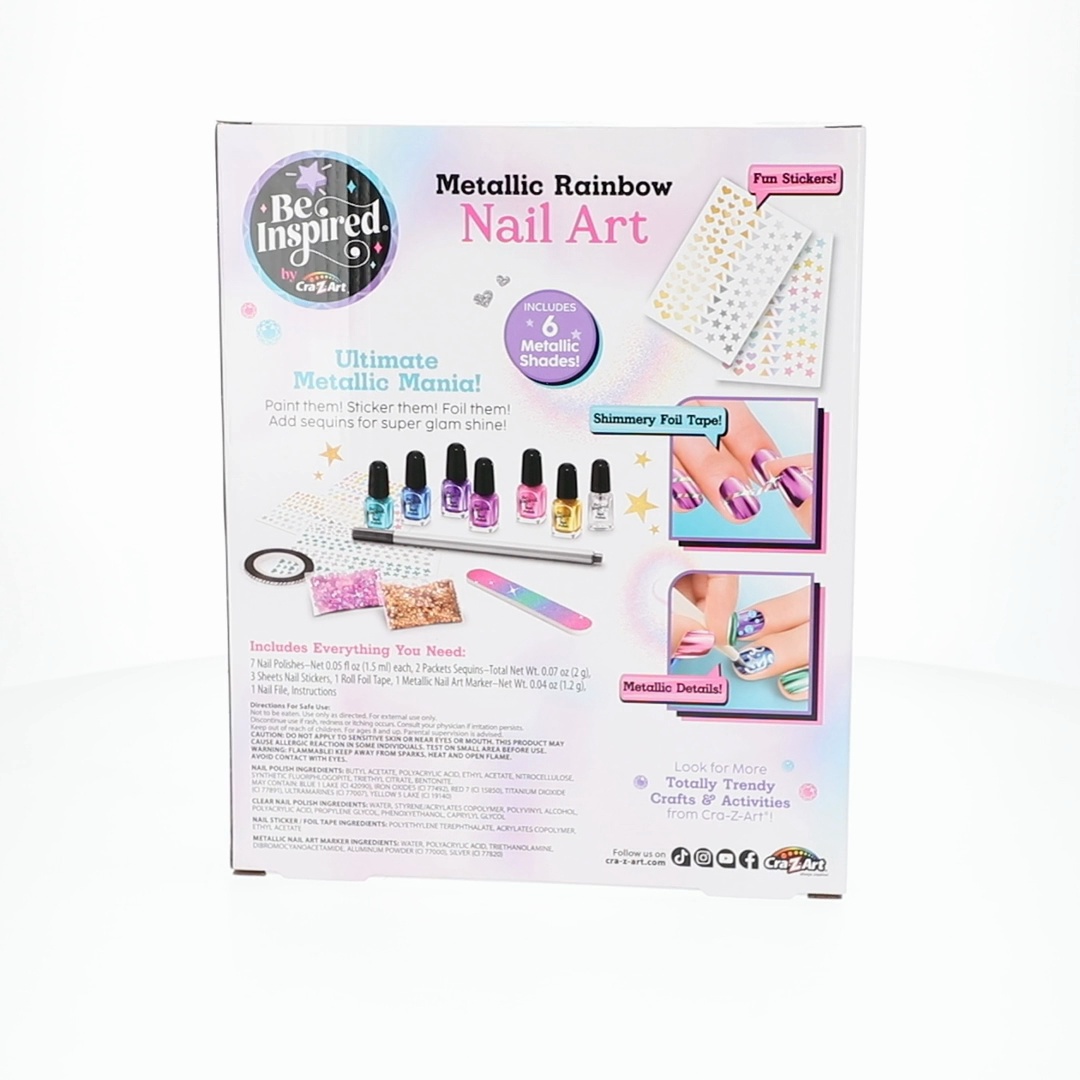 Be Inspired Metallic Rainbow Nail Polish Set, Metallic Nail Art