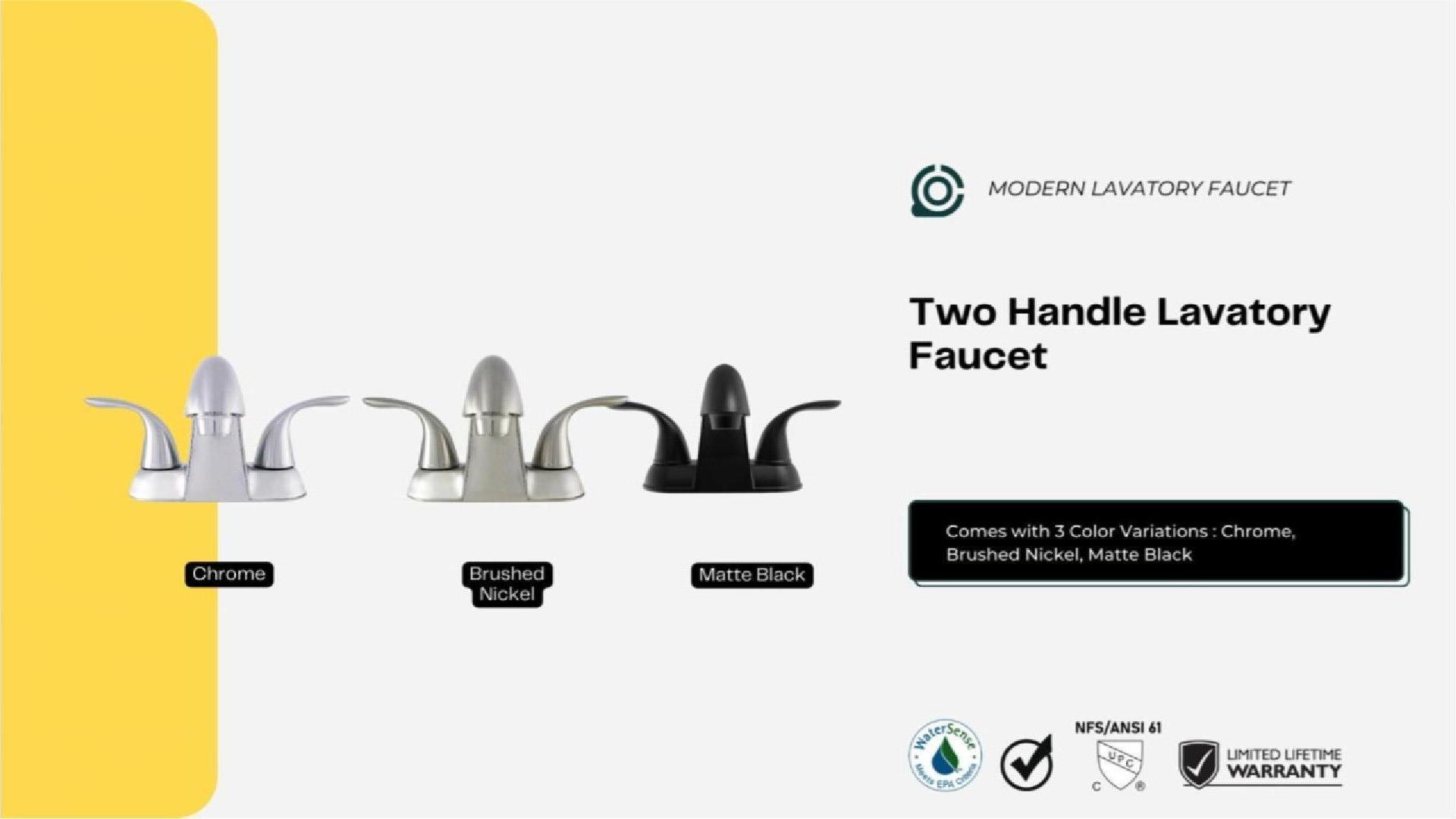 thumbnail video image 2 of WMF-4224DSSLP-CP - Double Handle Hybrid, mid-rise spout lavatory-Chrome Finish Faucet, 2 of 14