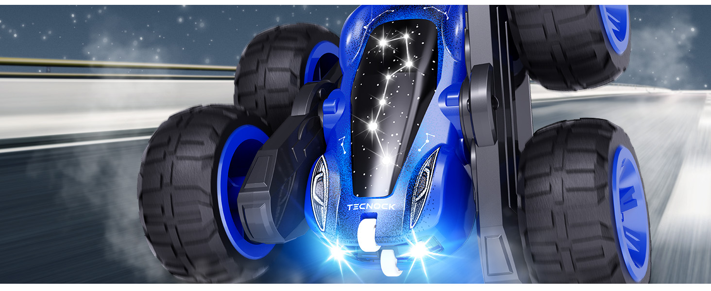 thumbnail video image 2 of Tecnock Remote Control Cars for Kids, 2.4GHz RC Car with USB-C Easy Charging, 4WD Double-Sided 360°Flip RC Stunt Car, Toys Gift for Boys and Girls Ages 6-8, 8-12, 2 of 8