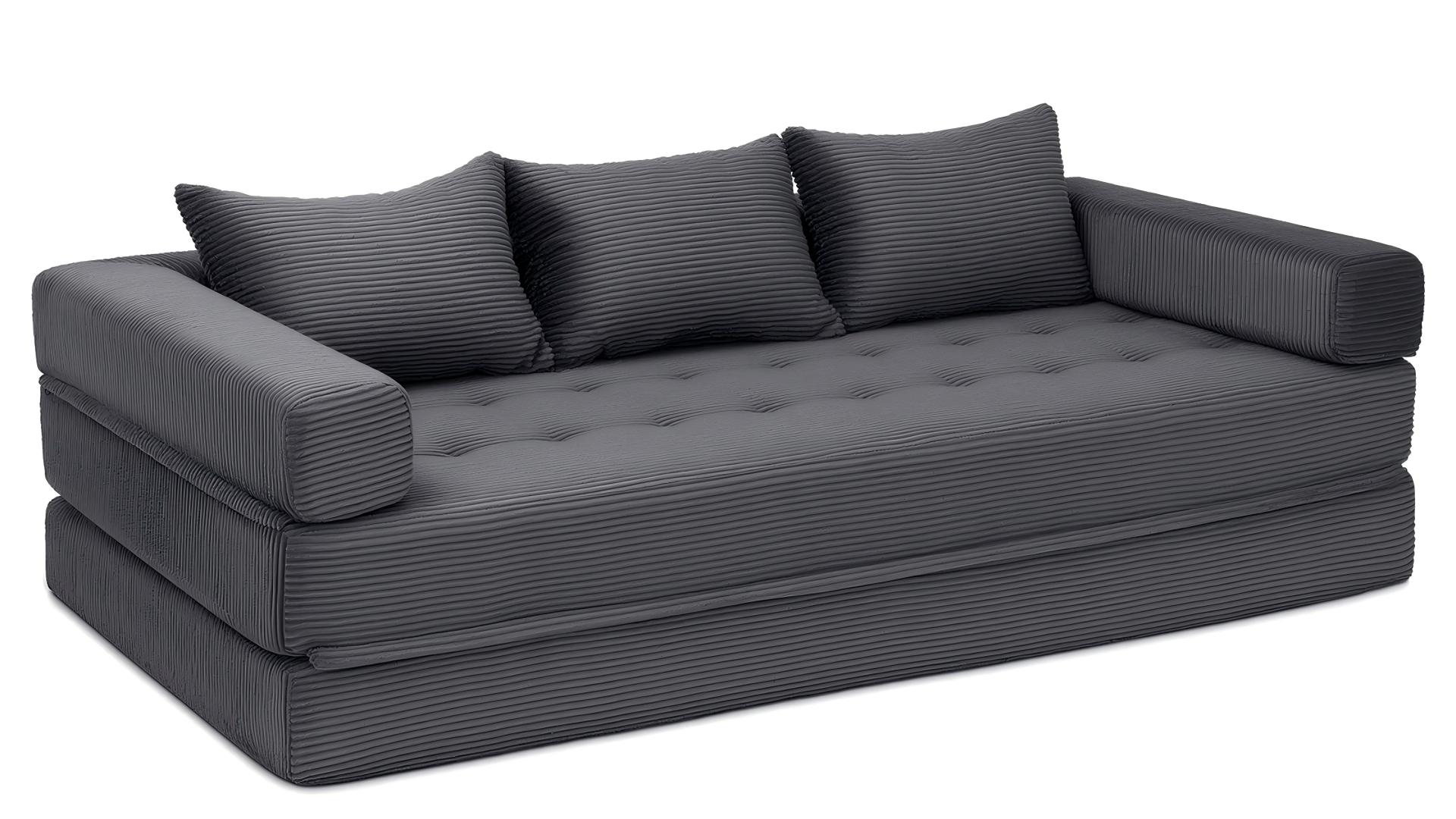 thumbnail video image 2 of Hommpa 78" Convertible Sofa Bed Foldable Couch Bed Folding Mattress Couch, Sleeper Sofa with 3 Pillows with High Density Foam Filling, for Living Room for Holiday Festival Christmas Gift, Gray, King, 2 of 13